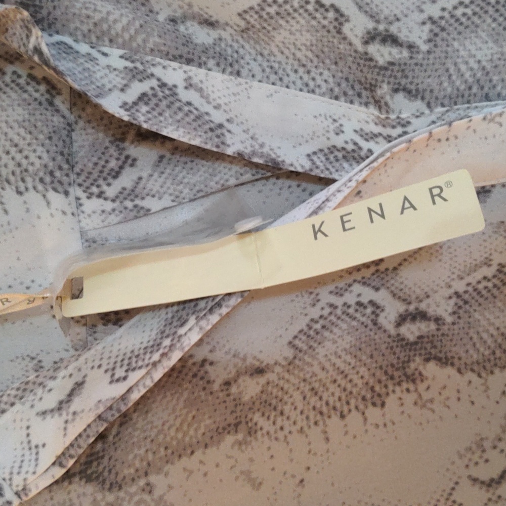 Kenar Snake Print 1/4 Button Up Blouse White Gray… - image 5